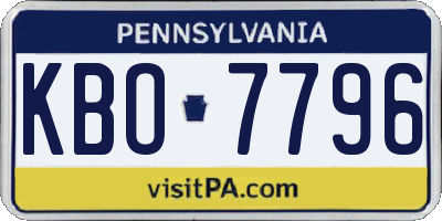 PA license plate KBO7796
