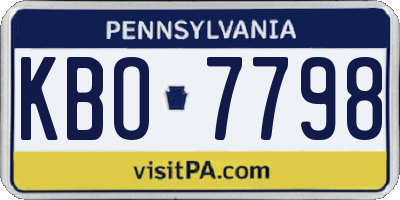 PA license plate KBO7798