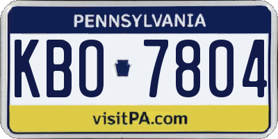 PA license plate KBO7804