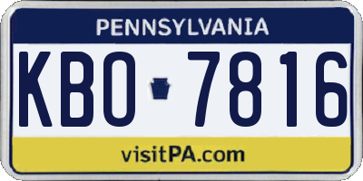 PA license plate KBO7816