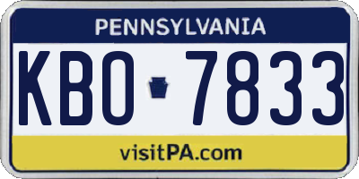 PA license plate KBO7833