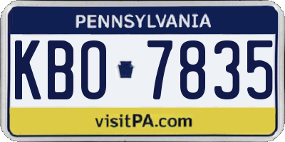 PA license plate KBO7835