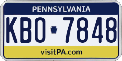 PA license plate KBO7848