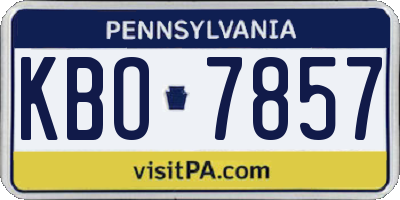 PA license plate KBO7857