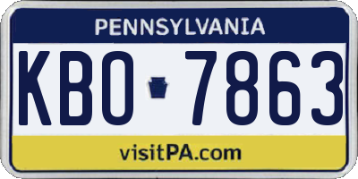 PA license plate KBO7863