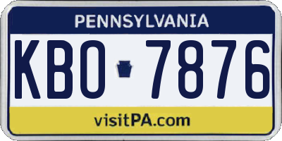 PA license plate KBO7876
