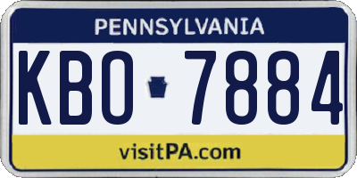 PA license plate KBO7884