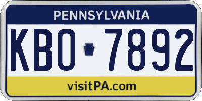 PA license plate KBO7892