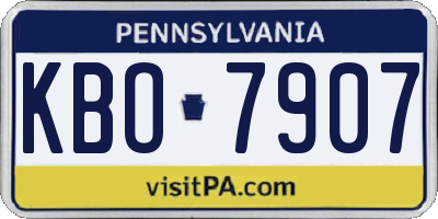 PA license plate KBO7907