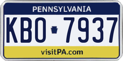PA license plate KBO7937