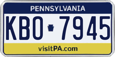 PA license plate KBO7945