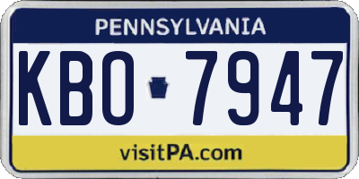 PA license plate KBO7947