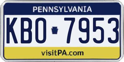 PA license plate KBO7953