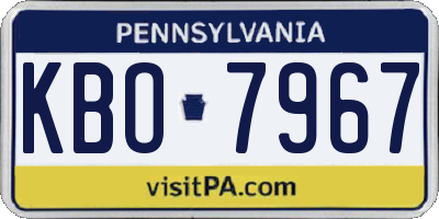 PA license plate KBO7967