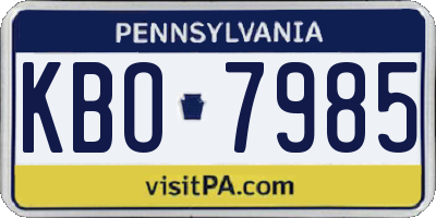 PA license plate KBO7985