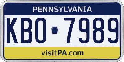 PA license plate KBO7989