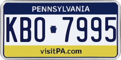 PA license plate KBO7995