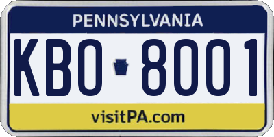 PA license plate KBO8001