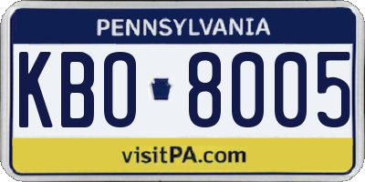 PA license plate KBO8005
