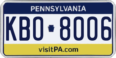PA license plate KBO8006
