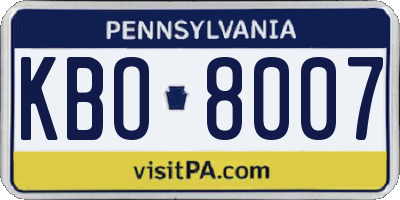 PA license plate KBO8007