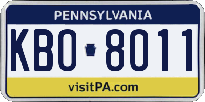 PA license plate KBO8011