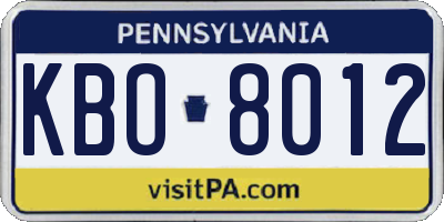 PA license plate KBO8012