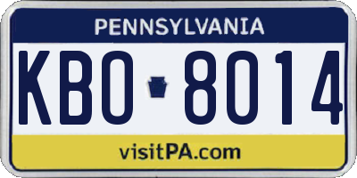 PA license plate KBO8014