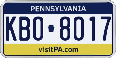 PA license plate KBO8017