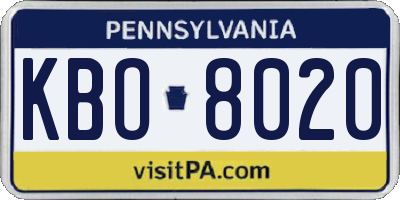 PA license plate KBO8020