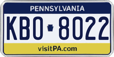 PA license plate KBO8022