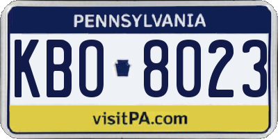 PA license plate KBO8023