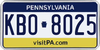 PA license plate KBO8025