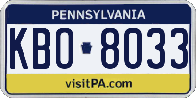 PA license plate KBO8033