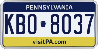 PA license plate KBO8037