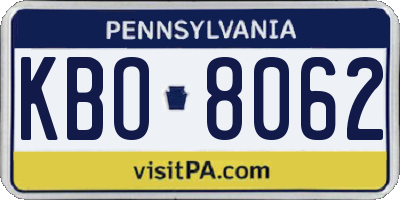 PA license plate KBO8062