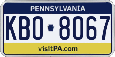 PA license plate KBO8067