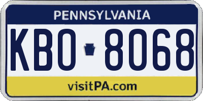 PA license plate KBO8068