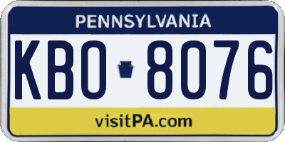 PA license plate KBO8076