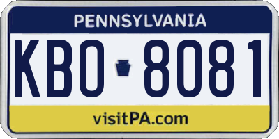 PA license plate KBO8081