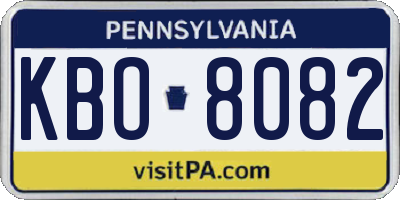 PA license plate KBO8082