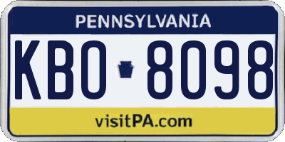 PA license plate KBO8098