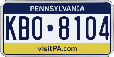 PA license plate KBO8104