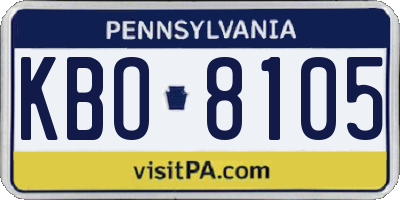 PA license plate KBO8105