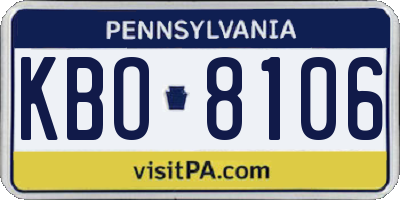 PA license plate KBO8106