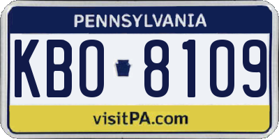 PA license plate KBO8109
