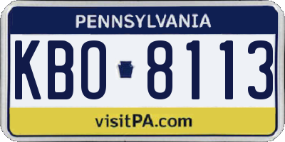 PA license plate KBO8113
