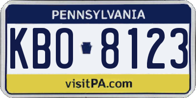 PA license plate KBO8123