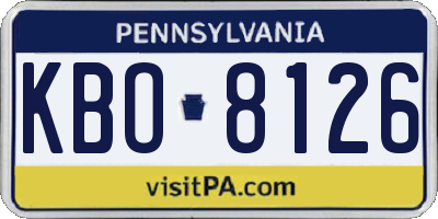 PA license plate KBO8126