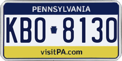 PA license plate KBO8130